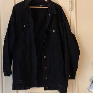 Forever 21 Black Distressed Denim Jacket